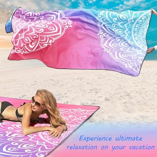 AISPARKY Beach Blanket Waterproof Sandproof, Oversized Large Beach Mat 79" X 83"/120"x108" for 1-8 Adults, Quick Drying&Compact&Lightweight, Picnic Mat Vacation Essentials for Beach Camping Travel - Thumbnail 2