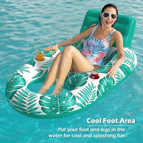 Jasonwell Inflatable Pool Float Adult - Pool Floaties Lounger Floats Raft Floating Chair Water Floaties for Swimming Pool Lake Lounge Float with Cup Holders Beach Pool Party Toys for Adults - Thumbnail 5