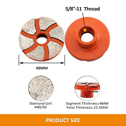 BGTEC Diamond Grinding Wheel 48mm for Polishing and Cleaning Stone flowerpots, Cobblestone, Marble,Concrete,and Thinset Removing, Angle Grinder,Cleaning Bottom, 2 pcs - Thumbnail 2