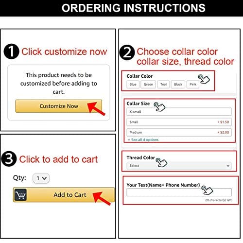 Reflective Personalized Dog Collar - Custom Embroidered Dog Collars with Pet Name and Phone Number for Boy and Girl Dogs, 4 Adjustable Sizes, XSmall,Small, Medium and Large - Thumbnail 5