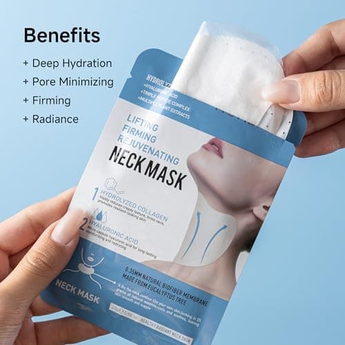 Neck Mask 8PCS, HONLINK Hydrolyzed Collagen Neck Mask Set with Hyaluronic Acid & Peptide,Moisturizing Firming Masks for Crepey Skin, Helps Reduce the Appearance of Fine Lines for Smoother-Looking Skin - Thumbnail 6