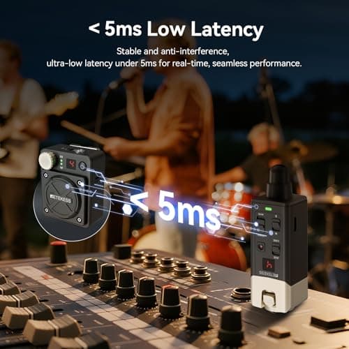 Retekess TA101 Wireless in Ear Monitor System,IEM System,Stereo/Mono,Low Latency, 8 Channels, in Ear Monitors for Singers,Small Stages,Band Rehearsals - Thumbnail 3