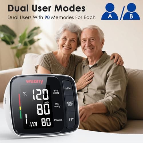 WEONY Blood Pressure Monitor,Upper Arm Blood Pressure Monitors for Home Use,FSA&HSA Eligible Digital Blood Pressure Machine,Adjustable 8.7"-17" Blood Pressure Cuff Backlight LCD 2 * 90 Memory - Thumbnail 3