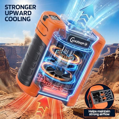 Portable Waist Fan, 10000mAh Rechargeable Belt Clip Fan, 59ft/s Turbo Airflow, 18500RPM 6-Speed, Up to 35H Hands-Free Cooling with Bottom Air Intake, LED SOS Light for Jobsite, Outdoor Work, Camping - Thumbnail 4