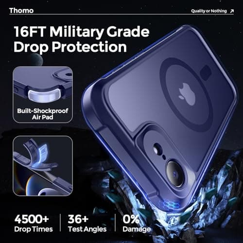 Thomo Magnetic for iPhone 17e Case/iPhone 16e Case, [Full Camera Protection] [Compatible with Magsafe] Military-Grade Shockproof, Anti-Fingerprint Translucent Matte Phone Case,Deep Blue - Thumbnail 5