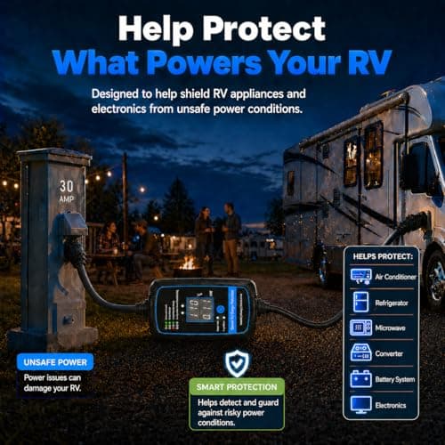 Bluetooth Smart RV Surge Protector 30Amp |Rv Surge Protector Circuit Analyzer App Control Replaceable Module UL Listed– LED Large Screen Real-Time Circuit Analyzer for Camper & Travel Trailer - Thumbnail 3
