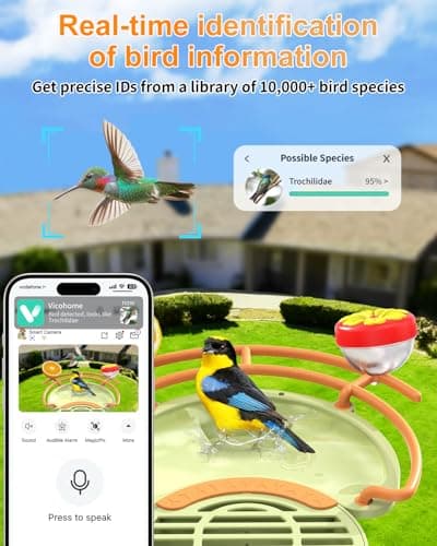 Bird Feeder Camera with AI Bird Recognition, 2K HD Camera Birdfeeder with Bath, Solar Powered Birds Watching with App Control, Color Night Vision, Gift Box Package, Easy Install & Family Sharing - Thumbnail 2