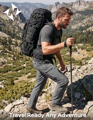 NATUVENIX Hiking Pants Men Lightweight Mens Travel Pants Quick Dry Cargo Work Pants for Men Water Resistant Fishing Pants Darkgrey - Thumbnail 5