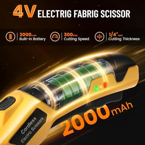 Electric Scissors, Cardboard Cutter, With LED Light, High-Efficiency Brushless Motor, 2000mAh Battery, Tungsten Steel Blade, Suitable for Cloth, Cardboard, Carpet Wire Rope Cutters Orange - Thumbnail 3