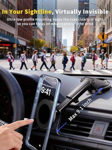 RayLink for Military-Grade Magnetic Car Mount【122+lbs Suction & 25lbs Magnet】 for MagSafe Phone Holder【3-in-1 Windshield+Vent+Dash】 Universal Cell Phone Holder for Car Truck SUV - Thumbnail 6