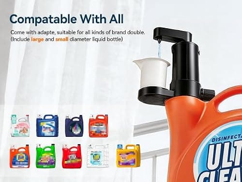 Electric Laundry Detergent Dispenser, Automatic Laundry Dispenser for Liquid Detergent, with Bottle Adapter, USB Recharg 8ml/s Flow, 5 Mode Smart Laundry Soap Pump for Laundry Room Organization, Black - Thumbnail 3