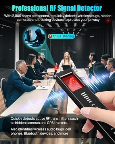 COTINSE Hidden Camera Detectors for Travel, Spy Camera Finder, Portable Hidden Bug and Camera Detector, GPS Tracker Detector with 6 Levels Sensitivity for Hotel, Car, Office, Airbnb - Thumbnail 5