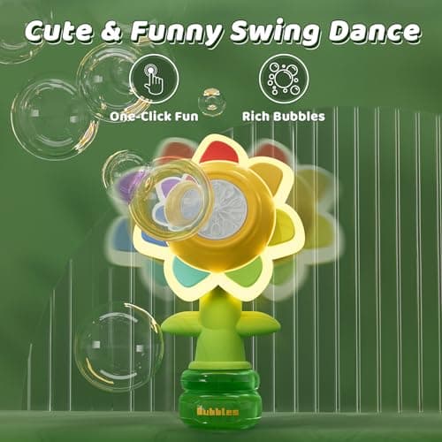 WABALLO Bubble Machine for Kids, Automatic Sunflower Bubble Maker for Toddlers, Portable Battery Operated Bubble Toys for Indoor Outdoor Birthday Party Type-C -Pink - Thumbnail 2