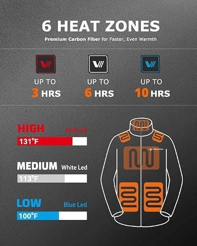 Venustas Men's Fleece Heated Jacket with Battery Pack, Soft Lightweight Heated Coat for Outdoor - Thumbnail 3