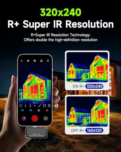 REVASRI Thermal Camera for Type-C iPhone & Android Device, 320x240 Super Resolution, 15x Digital Zoom, 25Hz Thermal Imaging Camera for Water Leak Detection,HVAC Electrical Plumbing, Home Inspection - Thumbnail 3