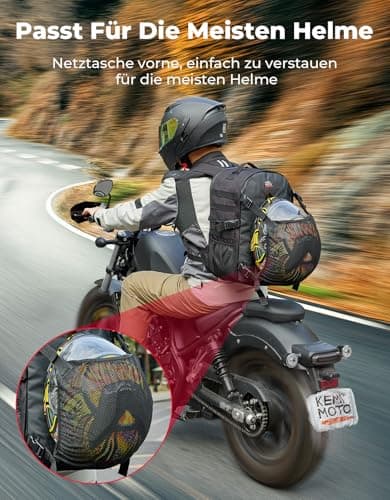 KEMIMOTO Motorcycle Helmet Backpack, 35L Storage Bag with Expandable Hidden Net for Full Face Helmet, Riding & Daily Commute Gift for Men - Thumbnail 6