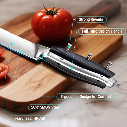 4 Pieces Knife Block Set With Magnetic Knife Block Holder, Ultra-Sharp Japanese Kitchen Knife Set, High-carbon Steel Chef Knife Sets With Full Tang Handle Design - Thumbnail 2