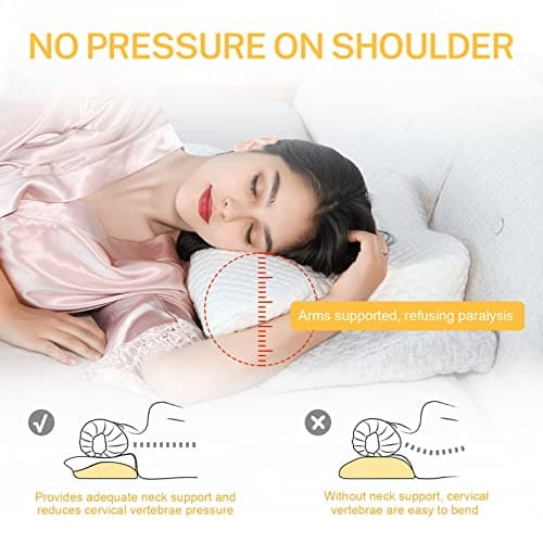Misiki Contour Memory Foam Pillow, Cervical Pillow for Neck Pain Relief, Ergonomic Pillow for Sleeping, Orthopedic Neck Pillow with Washable Cover, Bed Pillows for Side, Back, Stomach Sleepers - Thumbnail 5