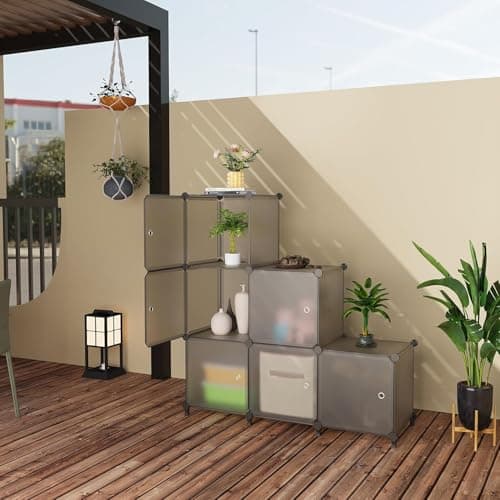 ATTDETJL 6-Cube Storage Unit with Doors, Cube Organizer for Bedroom, Wardrobe & Under Stairs, 30x30x30cm Compartments, Space-Saving Closet Storage, Grey ATTSL6004 - Thumbnail 2