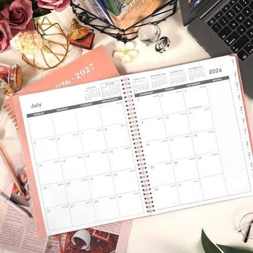 2026-2027 Monthly Planner - Monthly Planner 2026-2027, Jul. 2026 - Jun. 2027, 9" x 11", 12-Month Planner, Tabs & Pocket, Twin-Wire Binding - Rosy Pink - Thumbnail 2