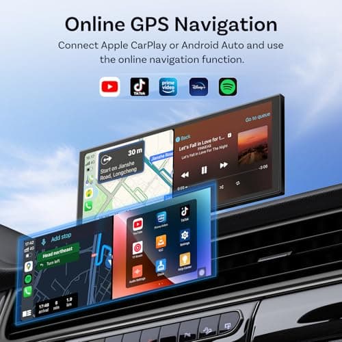 OTTOCAST ScreenFlow, 11.4" Portable CarPlay Screen for Car with YouTube and Backup Camera for iPhone(iOS 8+) Android Auto(Android 10+), Built-in Apps, Android 13 OS - Thumbnail 3