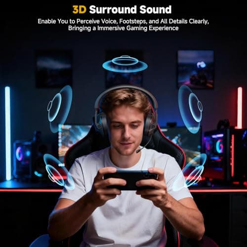 SG600 Wireless Gaming Headset for PC, PS5, PS4, Laptop, Mac, Nintendo Switch, 2.4GHz & Bluetooth 5.3 Gaming Headphones with Noise Canceling Mic, Stereo Sound, 70+Hr Battery, 15ms Latency - Thumbnail 3