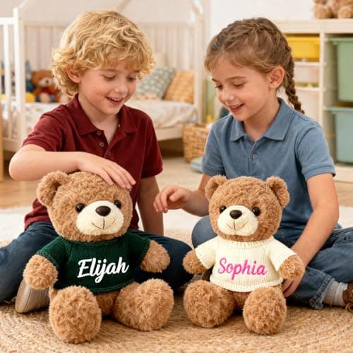 OELTTG Personalized Teddy Bear with Embroidered Name, Soft Plush Stuffed Animal, Customized Sweater Teddy Bear Unique Gift for Birthday Christmas Baby Shower Kids Adults - Thumbnail 2