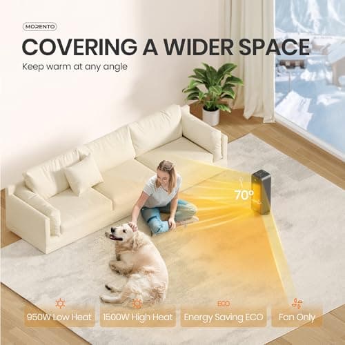 MORENTO Space Heaters for Indoor Use, Smart Space Heater, Wi-Fi & Voice Control, Portable Heater with Thermostat, 1500W Electric Heater, 12H Timer, Quiet Space Heater for Office Bedroom Home (Black) - Thumbnail 5