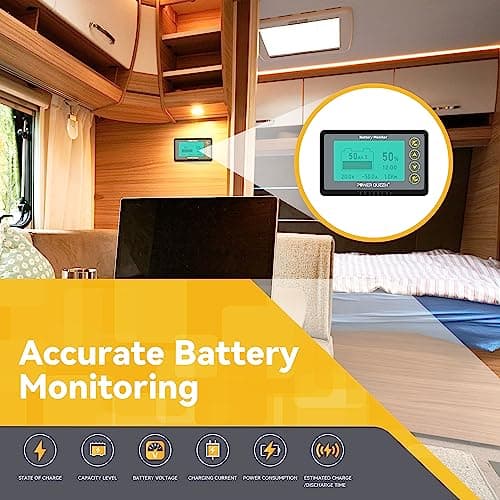 Power Queen 12V 100Ah LiFePO4 Battery with 500A Monitor, 1280Wh Lithium Battery with 100A BMS, Up to 15000 Cycles, Perfect for RV Camping, Trolling Motor, Solar Power Storage - Thumbnail 4