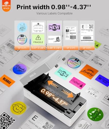Rongta Shipping Thermal Label Printer, Bluetooth 4x6 Sticker Label Maker Wireless Shipping Label Printer for Package Small Business Compatible with Windows macOS Android iOS (White) - Thumbnail 3