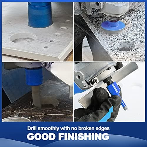 Diamond Core Drill Bit Set for Porcelain Tile Ceramic Marble Granite Drilling,BRSCHNITT 9pcs Vacuum Brazed Diamond Hole Saw with 5/8-11 Thread （1/4" 3/8" 4/5" 1-3/8" 2" 2-1/2"） - Thumbnail 5