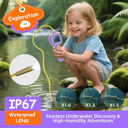 Borescope Snake Camera Endoscope with Light & Flexible Tube for Kids - Educational STEM Science Toy for Boys & Girls Ages 3-10, Birthday for Nature Exploration - Purple - Thumbnail 6