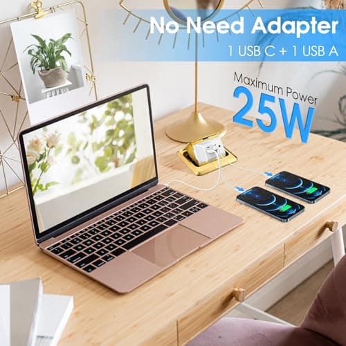 Floor Outlet 20A Pop up Outlet with 25W USB C & USB A, Floor Outlet with 2 AC Outlets Compatible with High-Power Appliances,Update The Soft Pop Make It More Stable and Smooth - Thumbnail 3