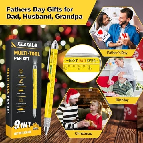 KEZKALS Gifts for Dad, 9 in 1 Multitool Pen Mens Gifts, Dad Gifts for Fathers Day, Birthday Gifts for Men Dad Grandpa Husband, Personalized Father's Day Gifts for Dad Who Have Everything, Cool Gadgets - Thumbnail 2