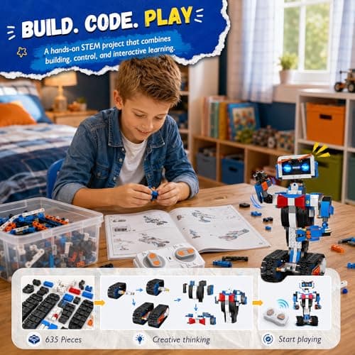 okk Robot Building Toys for Boys, STEM Projects for Kids Ages 6-12, Remote & APP Controlled Engineering Learning Educational Coding DIY Building Kit Rechargeable Robot Toy Gifts for Girls - Thumbnail 4
