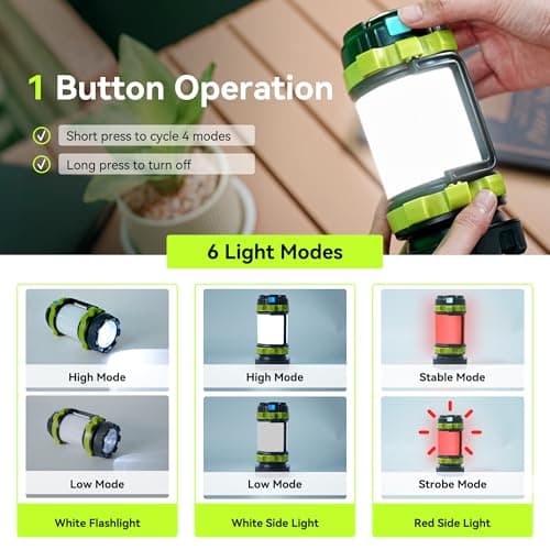 AlpsWolf Rechargeable Flashlight, 6 Modes Camping Flashlight LED Camping Lantern for Power Outage, Flashlight for Home, Emergency, Green - Thumbnail 3