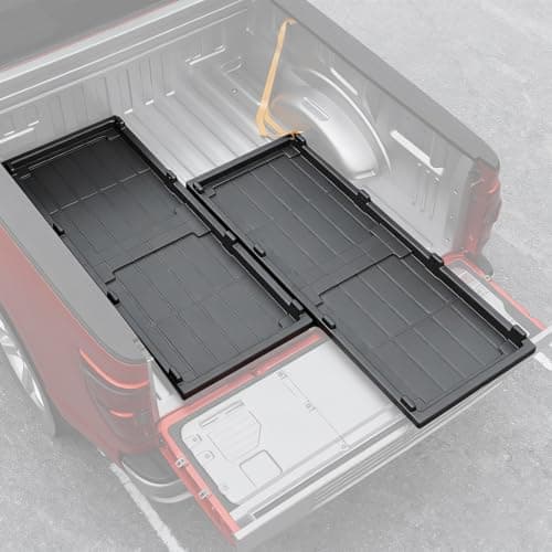 Maxzina Slide-Out Truck Bed Cargo Tray Compatible with Ford F150 Chevy Silverado GMC Sierra Dodge Ram Toyota Tundra HDPE Lightweight Sliding Organizer Trolley System Accessories (5.2FT+ Bed ONLY) - Image 1