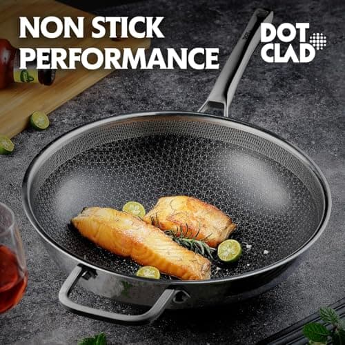DOTCLAD Wok pan,Hybrid 13 inch Wok with Lid, PFOA Free Cookware,non stick Stainless Steel Woks & Stir-fry pans Nonstick, Dishwasher and Oven Safe, Works on Induction - Thumbnail 2