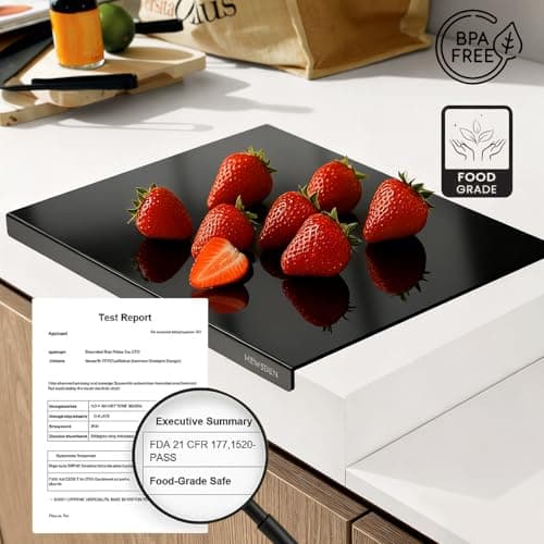 Black Cutting Boards for Kitchen, Large Acrylic Cutting Board with Counter Lip Countertop Protector, Non-Slip Tablas Para Picar Cocina, Kitchen Decor Apartment Essentials House Warming Gifts(24"x18") - Thumbnail 4