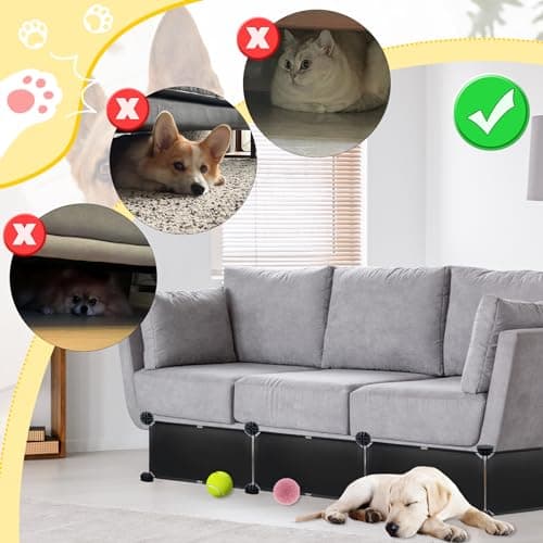 Under Couch Blockers for Pets, 6.7" Height-83 Length in Total Couch Blockers, Keep Dogs Off Couch Sofa, Durable Detachable Under Couch Toy Blocker with Strong Tape, Black - Thumbnail 3