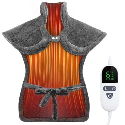 Heating Pad for Neck and Shoulders and Back Pain Relief, Electric Heat Pad Large Size 24”X33” with 4 Timers, 6 Heat Levels, Auto-Off, Birthday & Mothers Day Gifts for Women Men Mom Dad, Dark Gray - Image 1