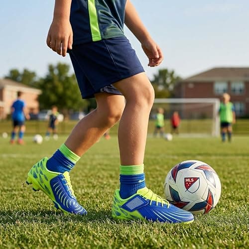 Boys Girls Soccer Cleats Athletic Outdoor Football Shoes Training Lightweight Unisex-Child Youth Futsal Indoor Turf Firm Artificial Ground Flexible Durable Comfortable Leadoff Traction Breathable 6 - Thumbnail 2