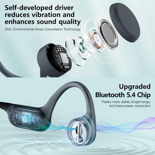 Roujune Bone Conduction Headphones IPX8 Waterproof Swimming Headphones Open Ear Headphones with MP3 Mode 32GB Memory 8H Playtime Bluetooth 5.4 Ear Buds Secure Fit for Running and Fitness (Gray) - Thumbnail 3