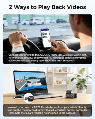 AZDOME 4K Dash Cam Front, Voice Control Dash Camera for Cars, WiFi 6 Mini Dashcam with APP Live Chat Support, Car Camera, Loop Recording, G-Sensor, 24H Parking Mode, Support 256GB Max Easy to Install - Thumbnail 5