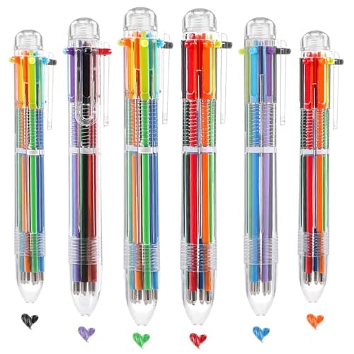 BESARME 20 Pcs Cute Pens Bulk for Teacher, 6-in-1 Multicolor Pen Retractable Prizes for Kids Classroom Ballpoint Pen for Office School Supplies Birthday Party Favors Gifts