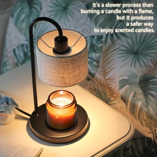 FINCMY Candle Warmer Lamp with Timer, Dimmable Candle Wax Warmer Electric Candle Warmer with Replacement Bulbs, Bedroom Home Decor Compatible with Various Candles (Linen) - Thumbnail 6