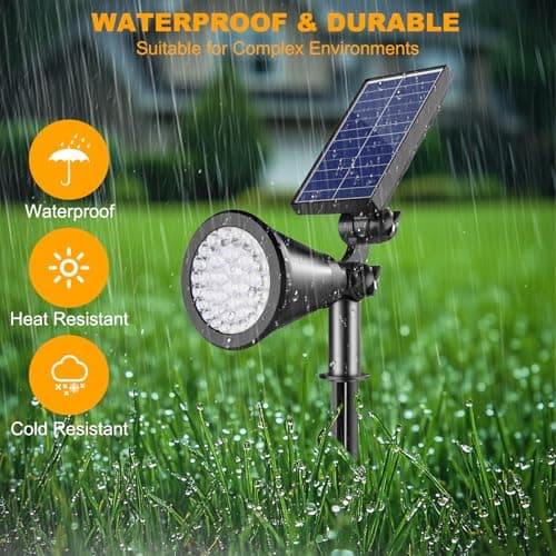Solar Spotlight Outdoor Waterproof, 36 LED Outdoor Solar Lights with 2200mAh, 2-in-1 Wall or Ground Solar Flood Lights for Yard, Garden, Pathway, Auto On/Off Landscape Lighting- 4 Pack (Warm White) - Thumbnail 6
