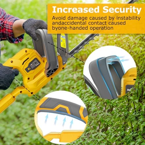 Hedge Trimmer Compatible for Dewalt 20V 60V DCB206 DCB609，Cordless Electric Hedge Trimmer with 1600RPM Brushless Motor, 22'' Dual-Action Blade with 3/5'' Cutting Capacity (NO Battery) - Thumbnail 4