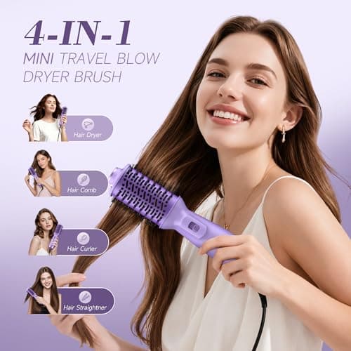 PRITECH Auto Dual Voltage Hair Dryer Brush for Travel,Ionic Hair Styler - Thumbnail 2