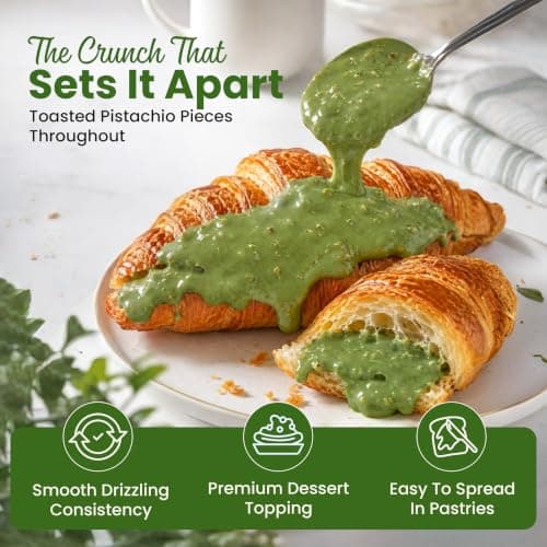 Belgico Bulk Pistachio Crunch sauce – 8.8 lb (4kg) Gourmet Spread for Pastries, Gelato, Knafeh & Dubai Chocolate Bars – Commercial-Grade Filling & Topping - Thumbnail 4